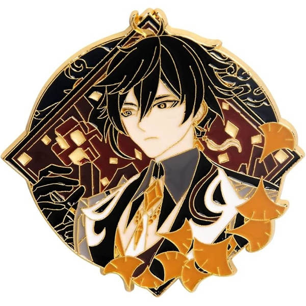 Genshin Impact Hutao Brosch Nål - Hutao Karaktärer Cosplay Emalj Brosch Lapel Nål - Present för Fans, Kvinnor och Flickor Zhongli -