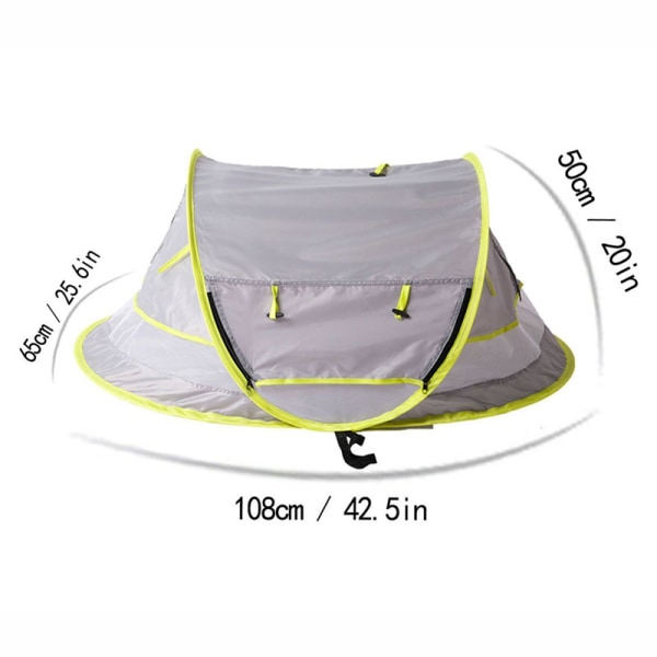 Bærbar baby UPF 50+ solskjerming grå 108*51*65cm