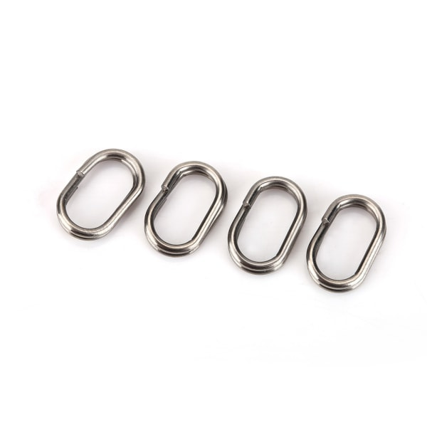 100 kpl Ruostumattomasta Teräksestä Valmistettuja Soikeita Jaettuja Renkaita Kääntyvä Snap Kalastusvälineiden Liitin (8x13mm)