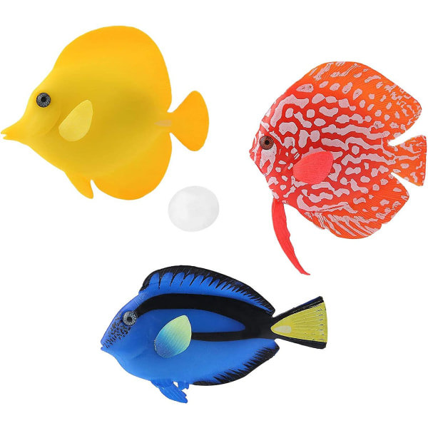 Kunstig tropisk fisk 3 stk Kunstig silikonfisk Naturtro fisk Lysende