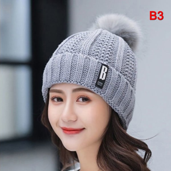 Vinterstickad halsduksmössa Set Tjock Varm Skullies Beanies Mössor F B3 one size B3 one size