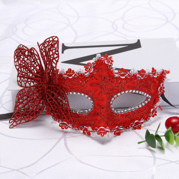 Mode Lyx Venetiansk Maskerad Mask Kvinnor Flickor Sexig Fox Ey Red ONESIZE Red ONESIZE