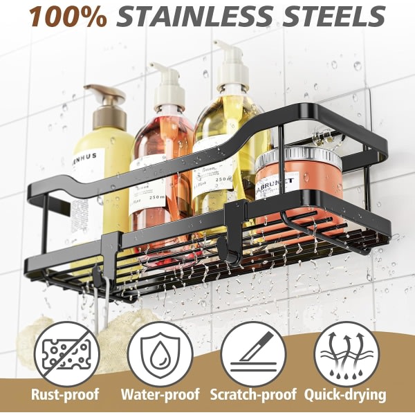 Dusjhylle, 2-pakks selvklebende arrangør, ingen boring Rustfritt stål dusjhylle for innvendig dusj og arrangør