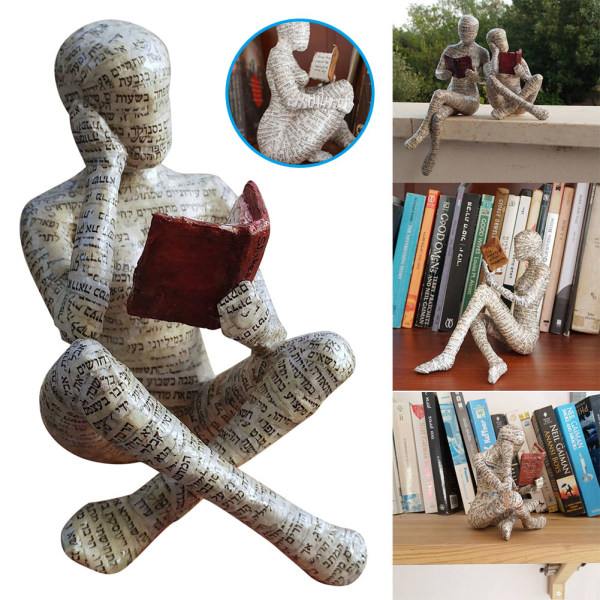 Læse Kvinde Harpiks Ornament Samleobjekt Statuette Skulpturer Stue Indretning Stil Tre