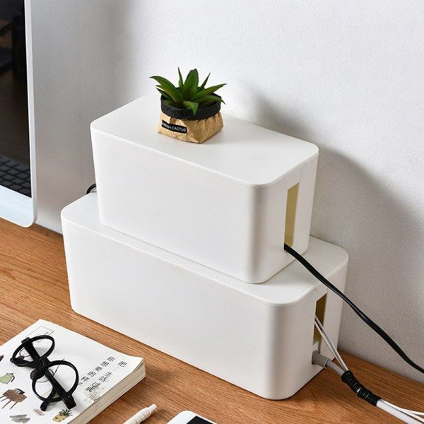 Kabeloppbevaringsboks Power Board Ledningshåndtering Stikkontaktlist Ledning Hvit S White S