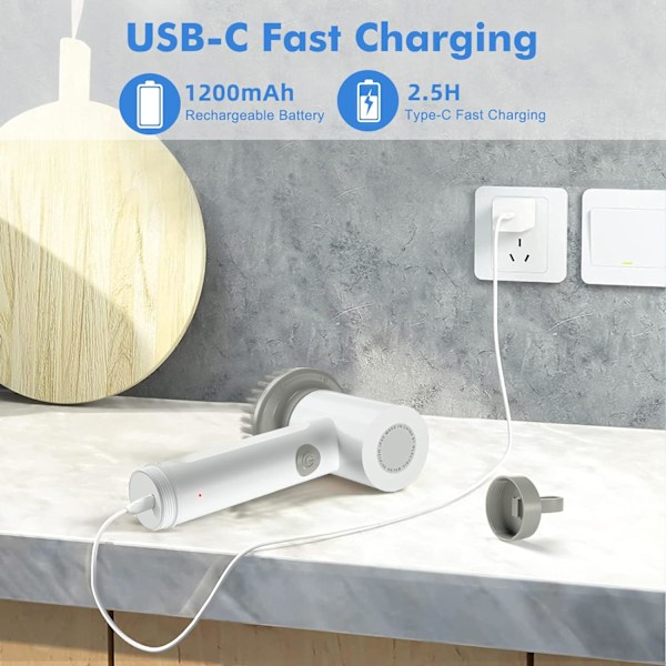 Elektrisk rengøringsbørste, trådløs håndskrubbe, USB genopladelig