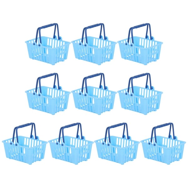 10 st Mini Supermarknadskorgar Mini Diverse Förvaringskorgar Mini Husprydnader (6,5X4,5X3,5CM, Blå)