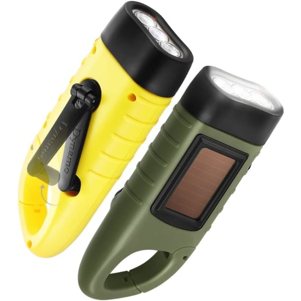 2-pack handvev ficklampa, soldriven uppladdningsbar LED