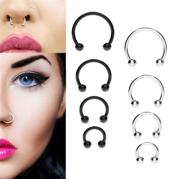 10 stk rustfrit stål hestesko næsering Læbe Septum Øreringe St Sølv 6mm Silver 6mm