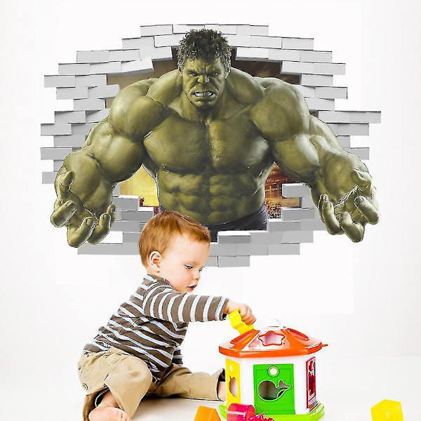 3D Hulk seinän läpimurto seinätarra lapsille huoneen sisustukseen