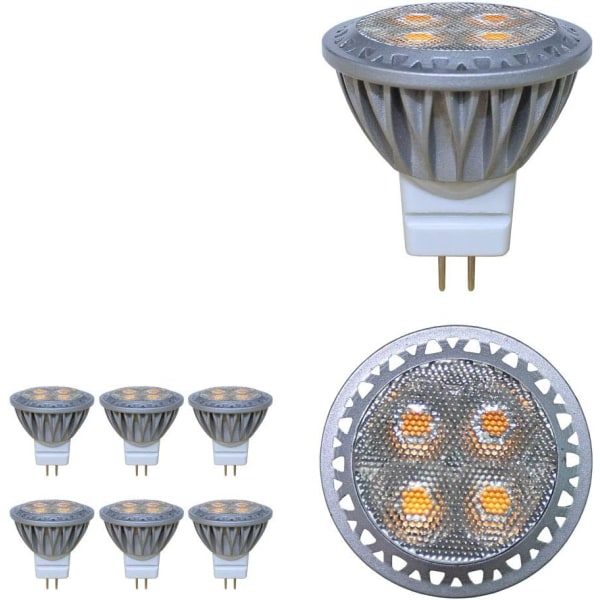 MR11 GU4 LED Spotlight Pære 3W 12 Volt Ultra Lys Svarer til 35W Halogen Pære 280LM 30° Strålevinkel Cool White 6000K 6 Pakke