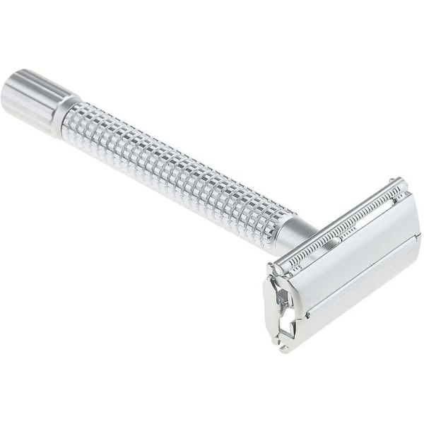 Säkerhetsrakkniv, 2-sidigt knivhuvud för män, Säkerhetshyvel - Silver