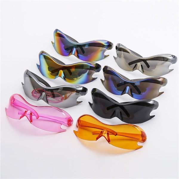 Y2K Sports Punk Solbriller Retro Steampunk Shades UV400 Briller Mirrored Red