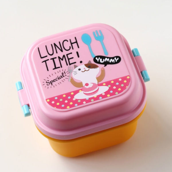 Tecknad hälsosam plastmatlåda Mikrovågsugn Lunch Bento Bo Rosa one size Pink one size