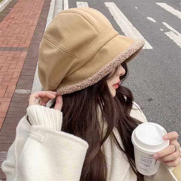 Dam Vinterhattar Mocka Bucket Hatt Varm Tjock Vindtät Mössa beige