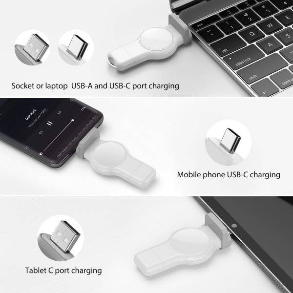 2-pakning Apple Watch trådløs bærbar lader for Apple Watch, iWatch USB-lader Reisebelte Lettvekts magnetisk hurtiglader for Apple Watch Seri