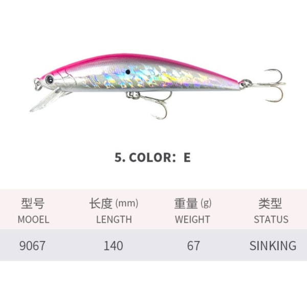 Minnow Fiskebete Sjunkande Lure E E E