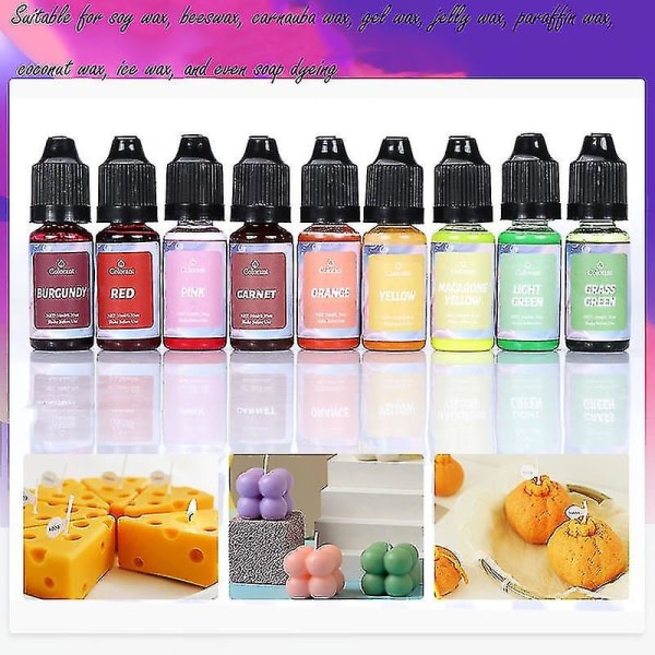 18 färger flytande oljebaserat färgämne för vax, levande ljusfärg