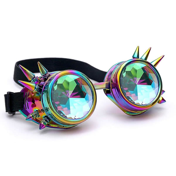 Kalejdoskop Steampunk Rave Glasögonglasögon med regnbågskristall