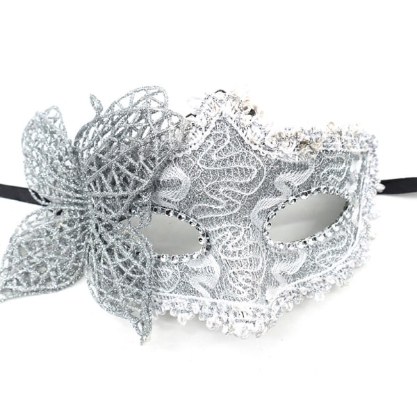 Mode Lyx Venetiansk Maskerad Mask Kvinnor Flickor Sexig Fox Ey Silver ONESIZE Silver ONESIZE