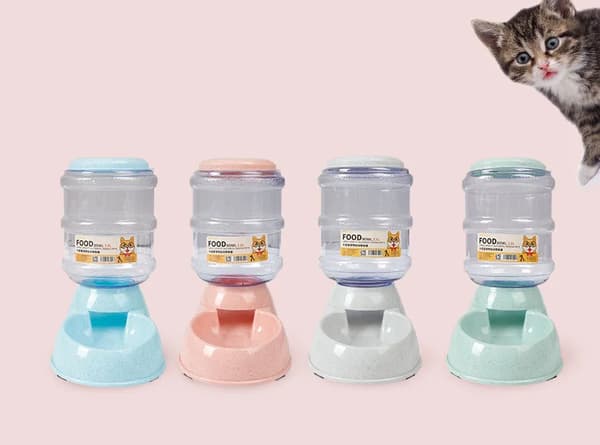 Automatisk hundefoderautomat i plastik, vandflaske, katteskål, foder- og drikkedispenser til hund, vanddispenser til kæledyr, foderautomat til kæledyr, kæledyrsartikler Blue Feeder