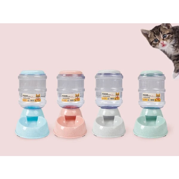 Automatisk hundmatare i plast, vattenflaska, kattmatskål, mat- och vattentank, husdjursmatare, husdjursskål Green Water Feeder
