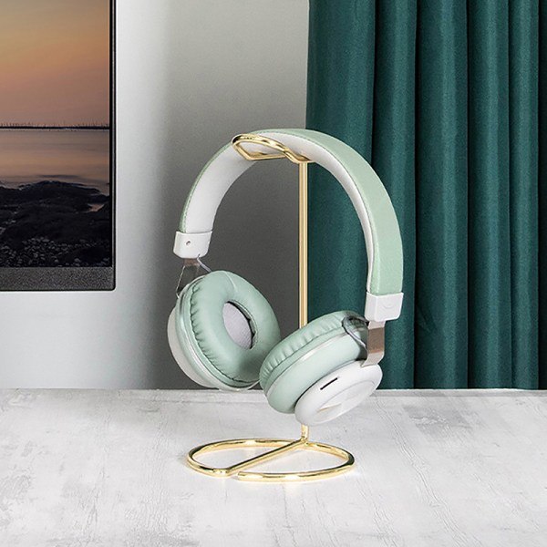 Metallstöd Headsetställställ Trådlösa Bluetooth hörlurar Guld
