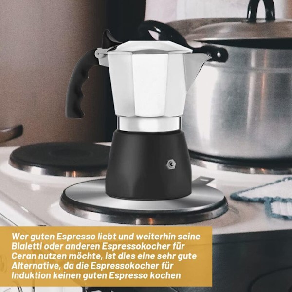 24 cm induktioliesiadapteri mokapannuille ja keittiövälineille, irrotettava kahva