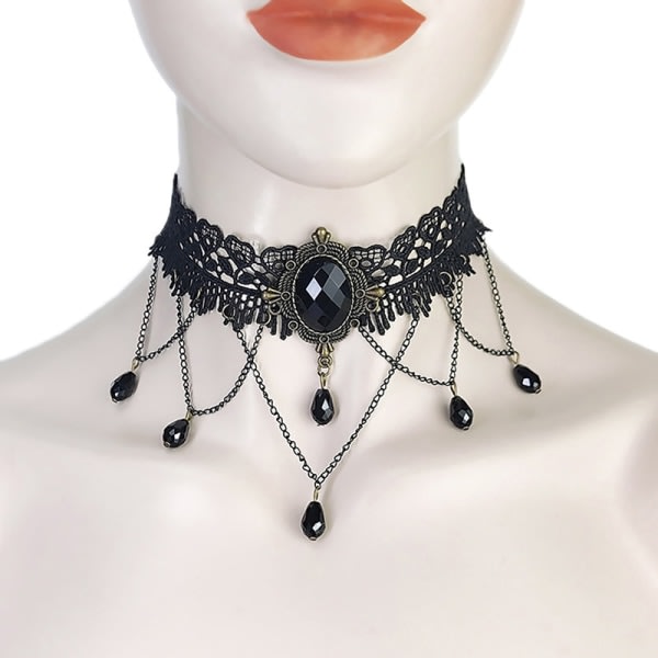 Gothic Chokers Steampunk Black Lace Choker Halsband Gothic