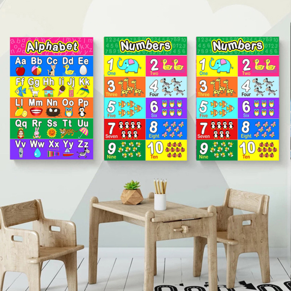 2st Pedagogiska affischer för barn för småbarn Dagis ABC Alfabet Affisch Diagram Antal Affisch Laminerad 11,8 x 16,5 tum