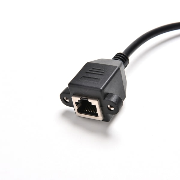 1FT RJ45 hane till hona Skruvpanelmonterad Ethernet LAN-nettverk Black one size Black one size