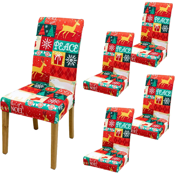 4/6-pack Julstolsöverdrag, 17,7 tum Stretchöverdrag för Matstolar, Julgransdekoration 4pcs #-1