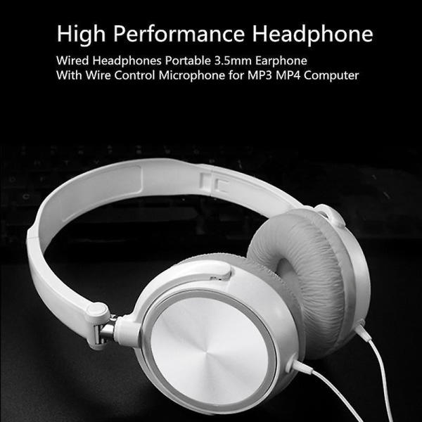 Over Ear Headset Trådbundna hörlurar med mikrofon Bas Hifi-ljud Musik Stereo hörlurar för Iphone Xiaomi Sony Hu Pc (FMY) Vit White