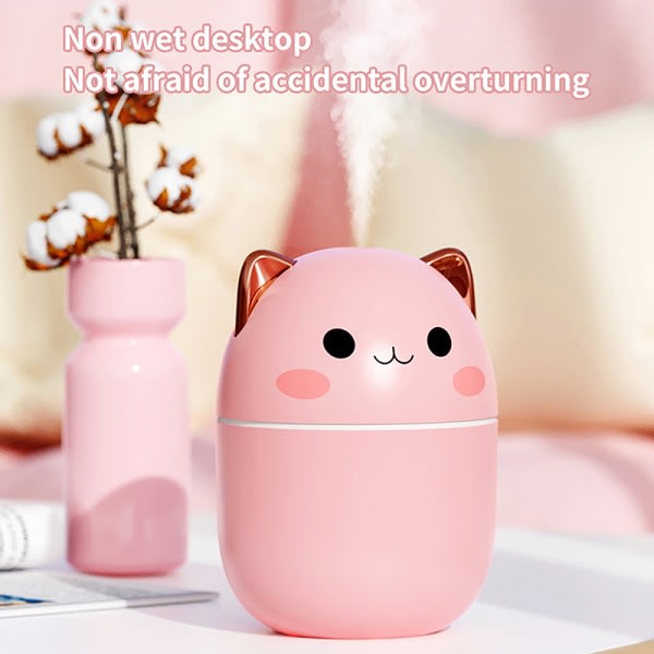 Kawaii Mini Luminous Luftfuktare USB Laddning Office Sovrum Hyd Pink A2