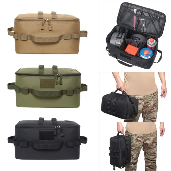 Utomhuscamping Förvaringsväska med Stor Kapacitet Marknagelverktygsväska Gasbehållare Picknick Köksredskap Köksredskap Kit Organizer Lera Färg