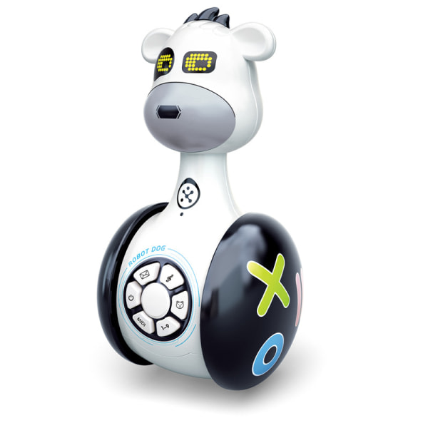 Wobbler Toy Baby, Söt Tumbler Doll Roly-Poly Baby Leksaker med skallror LED-ljus Toddler Ljud Lärande Tidig utbildning Musikleksaker Robothund