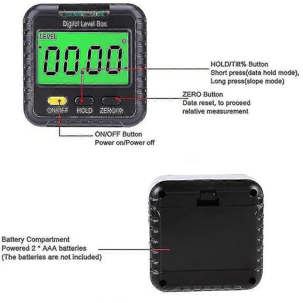 360 graders mini-inklinometer elektronisk vater med magnetisk base