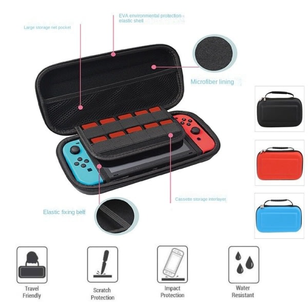 Kompatibel med Nintendo Switch OLED beskyttelsesväska Hard Pack NS opbevaringskasse Bærbar väska Switch- etui Blå