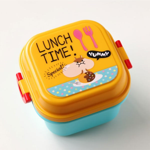 Tecknad hälsosam plastmatlåda Mikrovågsugn Lunch Bento Bo Gul one size Yellow one size