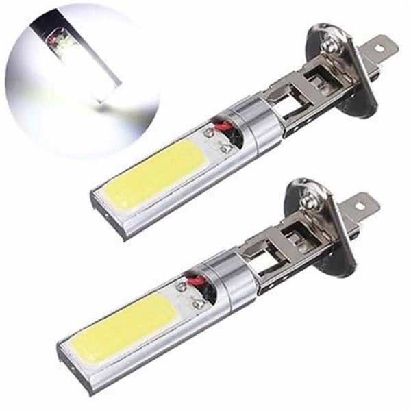 2 stk. H1 COB LED Auto Dimlys Strålkastare DRL