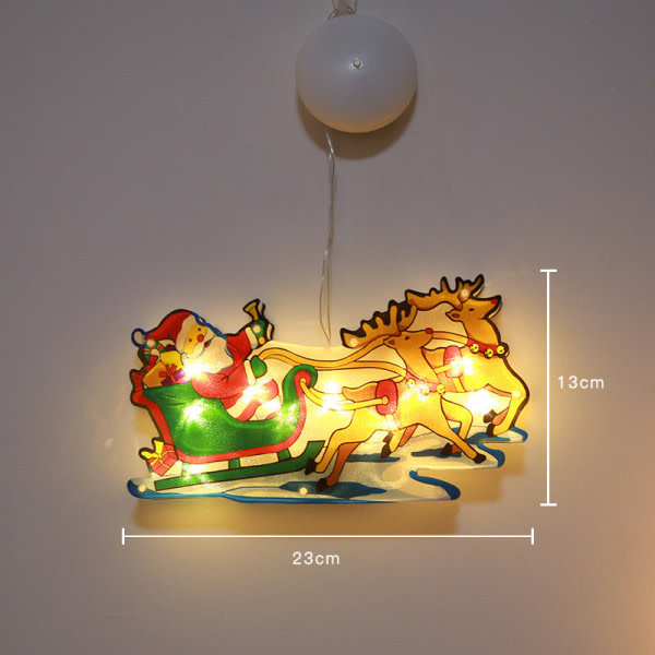 LED Christmas Sucker Lamp Santa Snögubbe Form Fönster Fönster Klistermärken Hänglampa Holiday Sucker Juldekoration Light Sled Santa Claus [liten]]