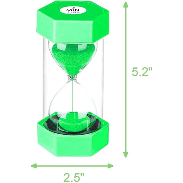 SuLiao Timglas 3 Minuter Grön, Äggklockor Timer, Färgglad Timglas, Timglas Sand Timmar För Barn Skola, Barn Tandborstning, Kita, Kontor 20min