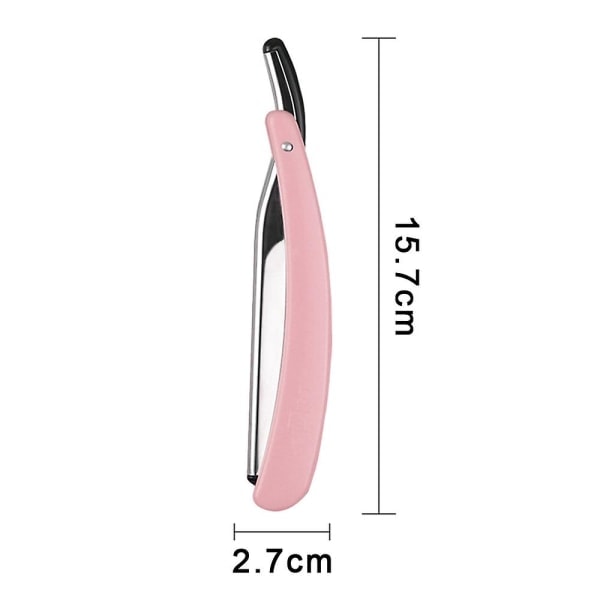 Rustfritt stål barberingskniv med avrundet blad Vikbar barberingskniv Enkelkant utskiftbart blad passer alle dobbelkantede barberblad Rosa Pink