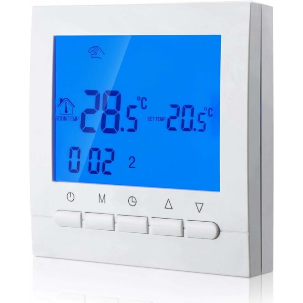 Digital varmetermostat med 2-leder tilslutning og 6+2 programmering