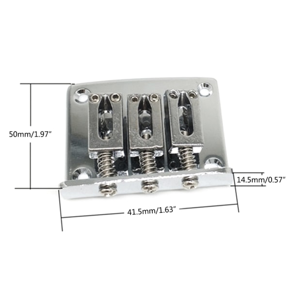 3-strengs gitar med fast bro med toppbelastning med skruer og skiftenøkkel for reservedeler til elgitar sølv