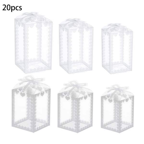 20pcs White Grass Printed Clear Plastic Boxes Christmas Thanksgiving Wedding Party Gift Packaging Wrapping Box S