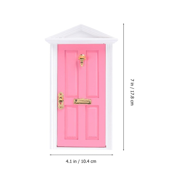 Minimøbler Miniatyrer Mini Trädør Handlaget Fe-dør Fe-dukke Miniatyr Dør Hage (10,4 * 17,8 cm, Rosa)