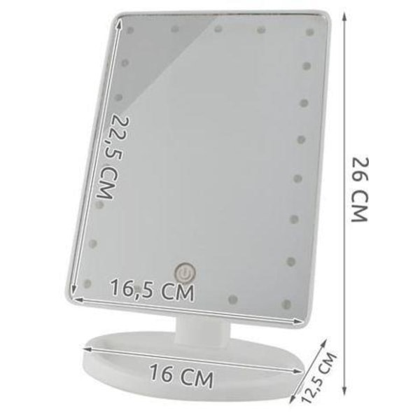 Sminkspegel med LED-ljus - Justerbar - Vit