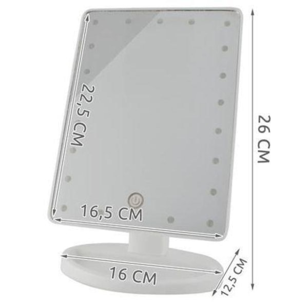 Sminkspejl med LED-lys - Justerbar - Hvid
