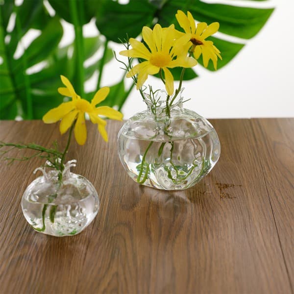 Granatäppleformad klar glasvasflaska blomsterflaska växter flaska glasmaterial för hemväxter blomsterdekorationer L
